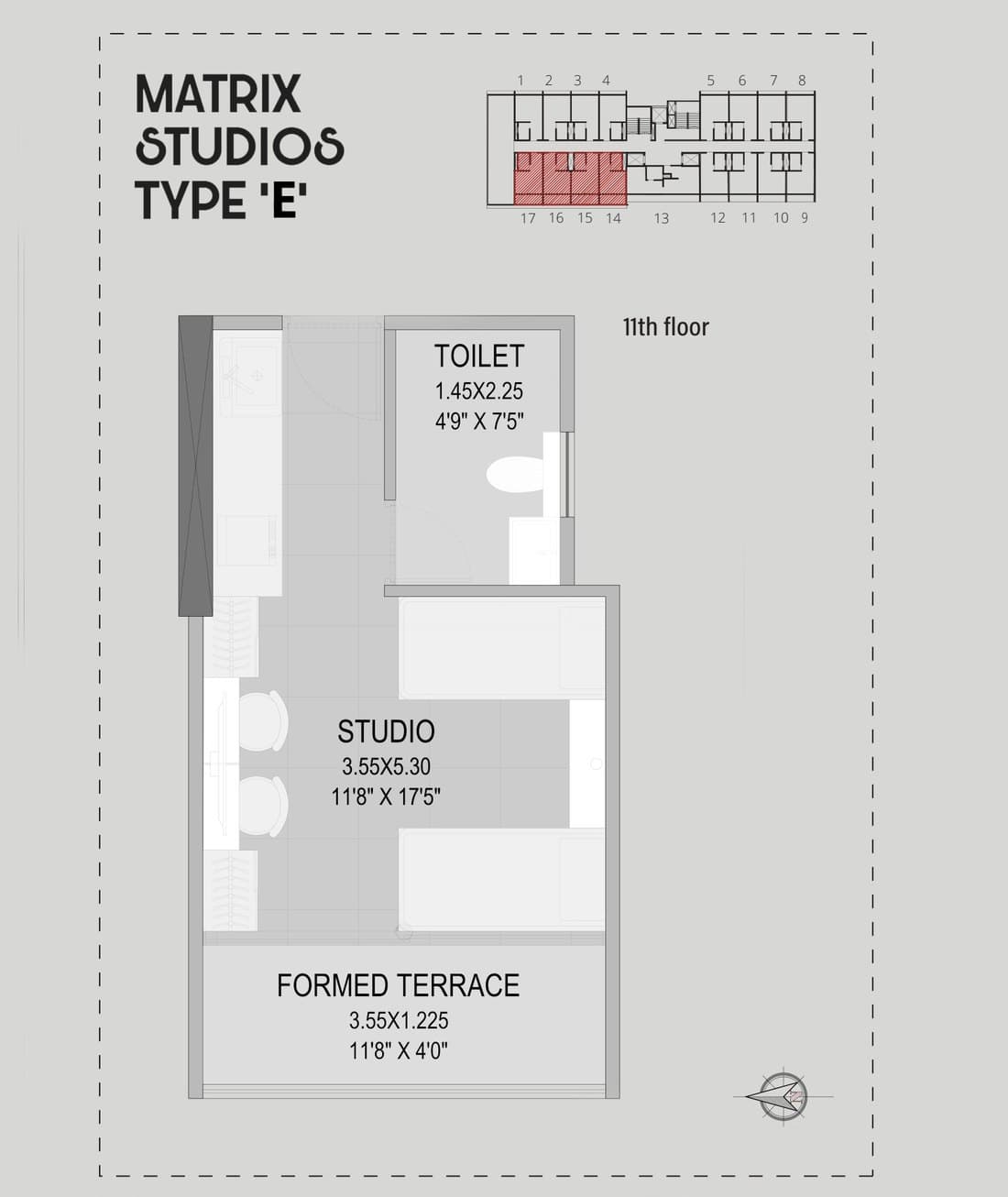 Floor plan layout for Matrix Studios Type E