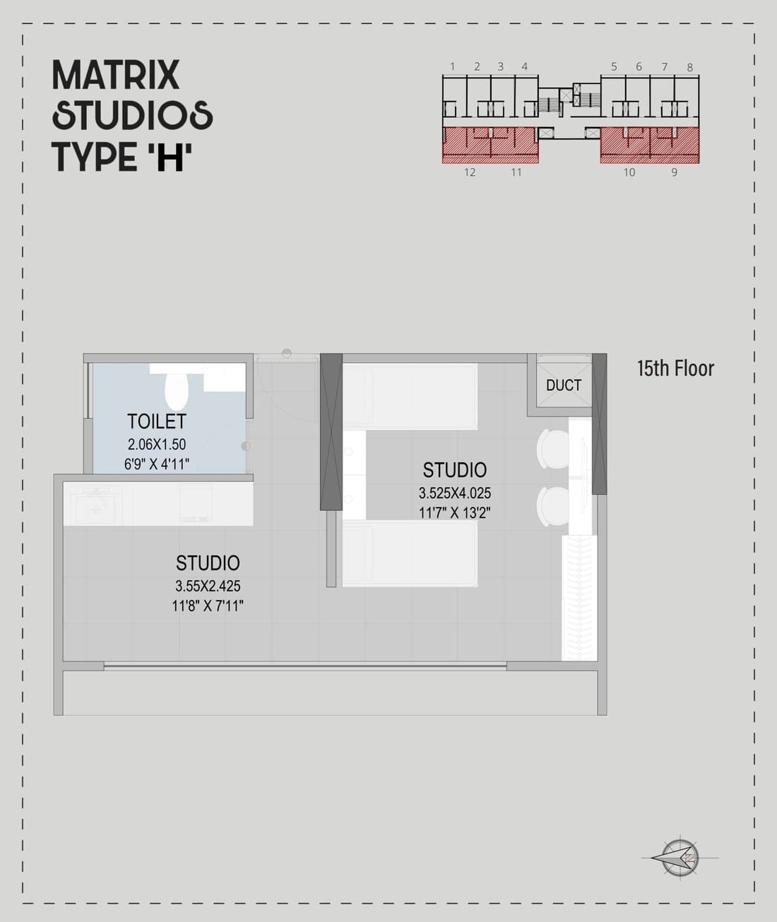 Floor plan layout for Matrix Studios Type H